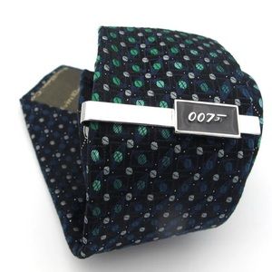 Men's designer stainless steel 007 movie james bond logo tie clip bar